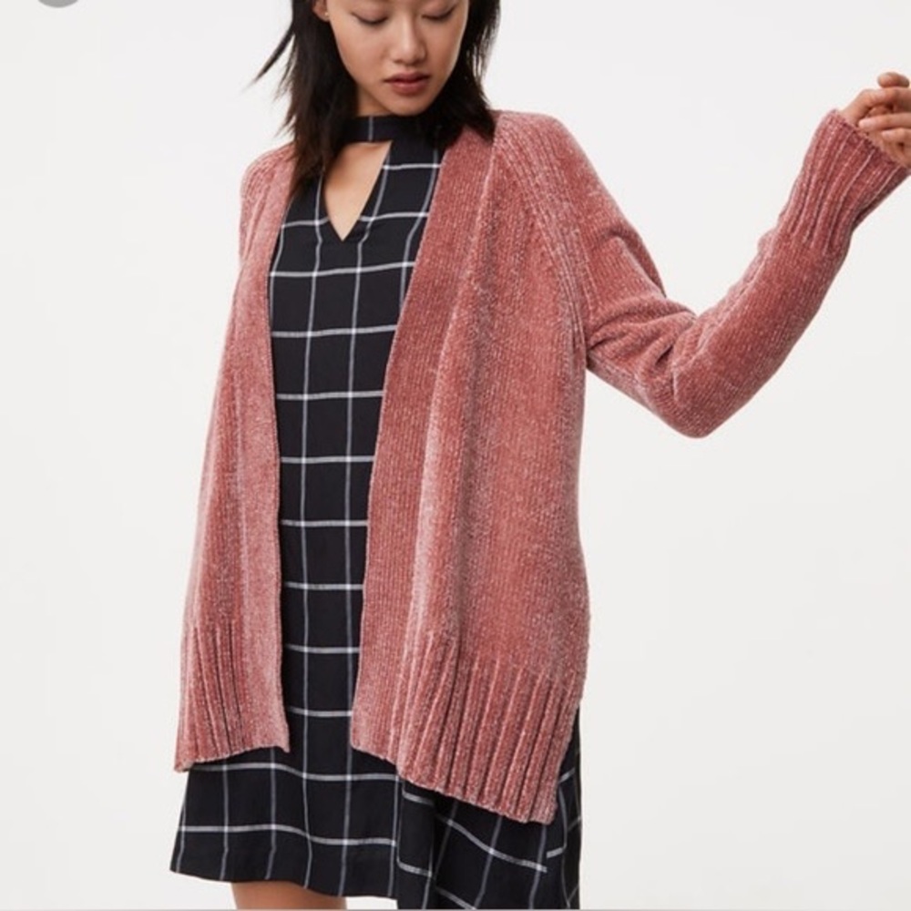 Loft Dusty Rose Chenille Cardigan